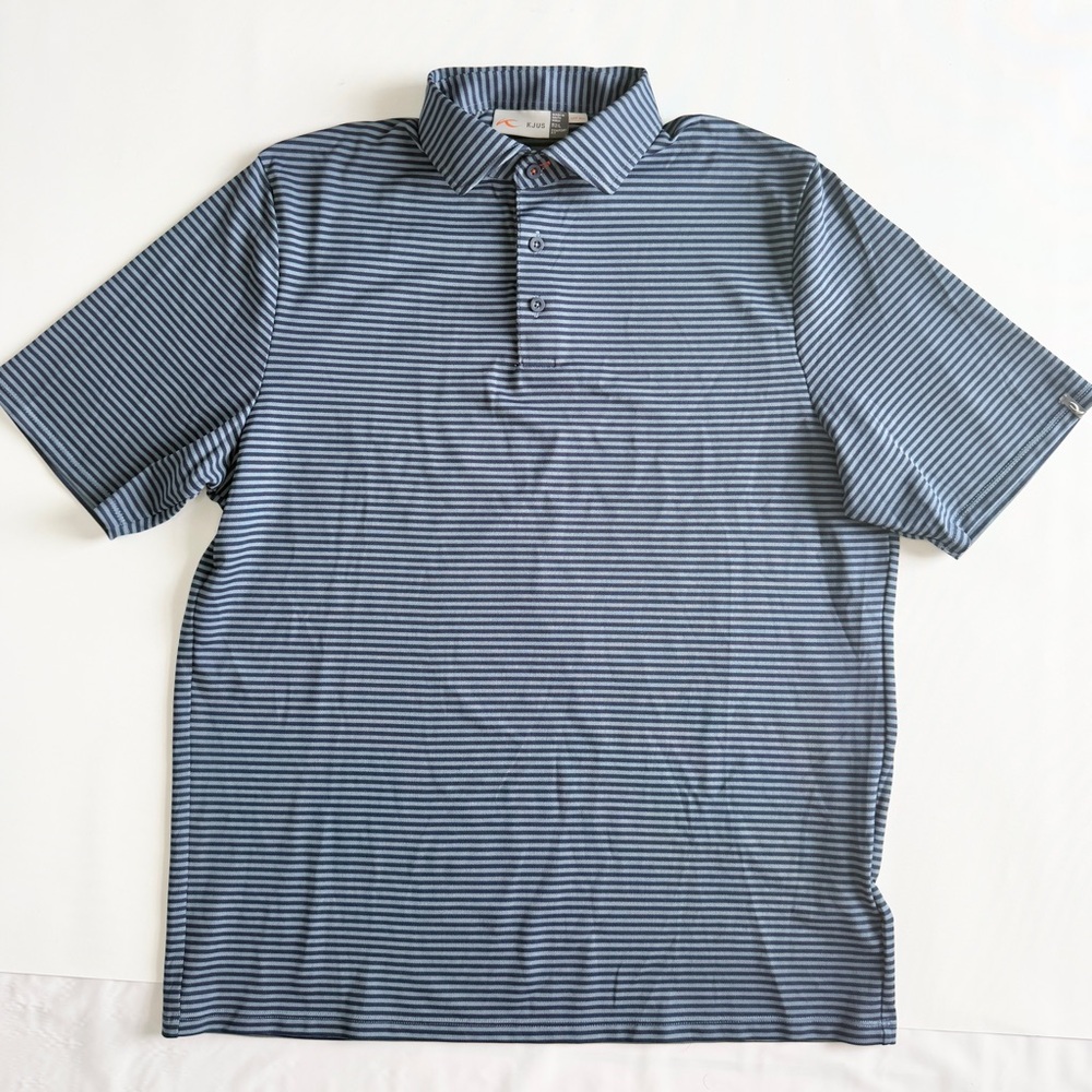 KJUS Men’s Lee Blue Stripe Golf Polo Shirt Size EU 52/US L